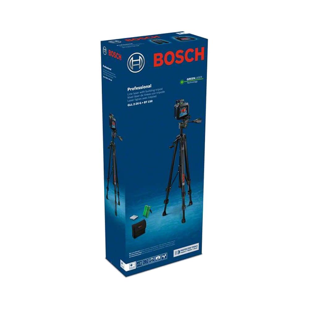 Лазерный уровень Bosch GLL 2-20 G + BT 150 (0.601.065.001) с зеленым лучом
