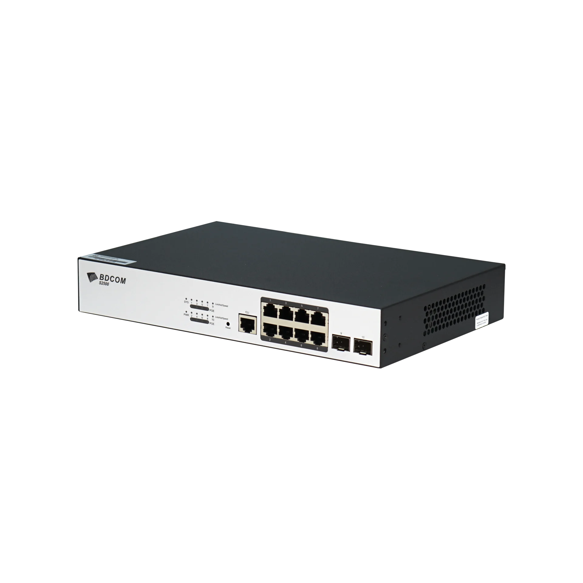 Управляемый PoE коммутатор уровня 2 BDCOM S2500-8P2S, 8x 10/100/1000Base-T PoE 802.3af/at до 140W, 2x 100/1000Base-X (SFP), ~220V AC