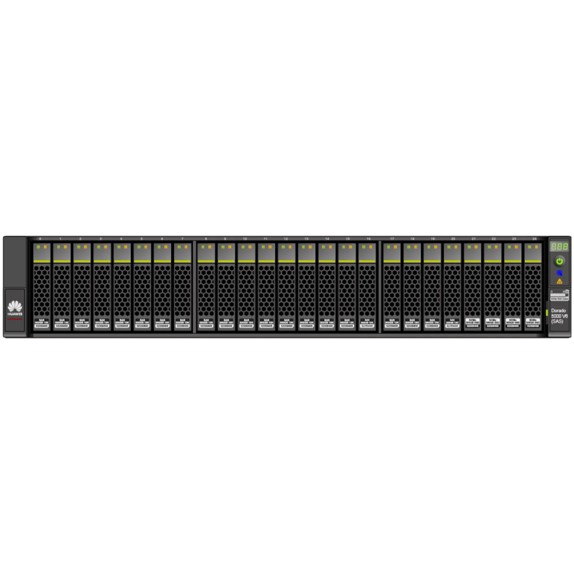 Система Хранения Данных Huawei OceanStor Dorado 6000 V6, 8x10G SFP+, 4xSAS12G Ext., 25xSAS SSD, 1024Gb Cache