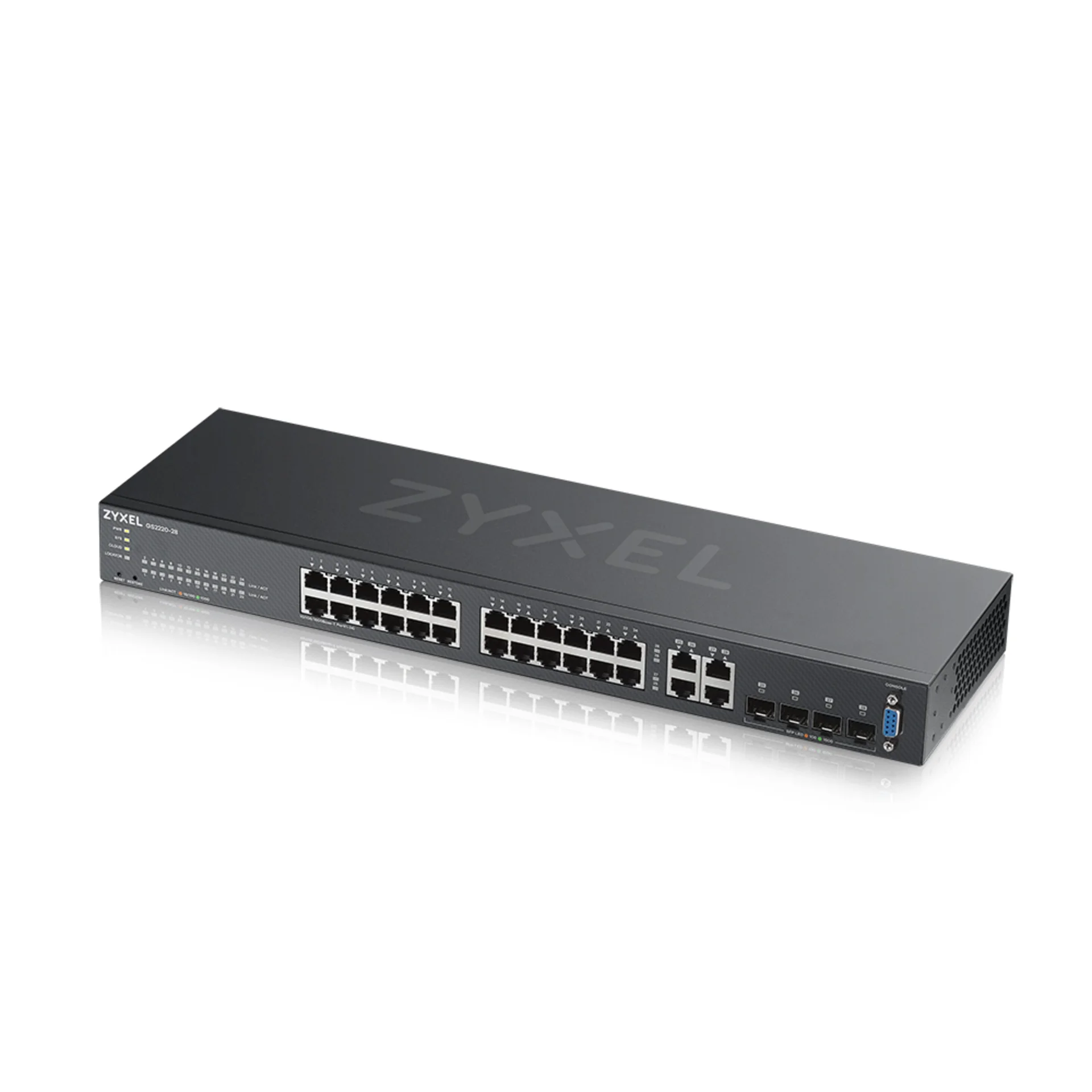 Коммутатор ZYXEL NebulaFlex Pro GS2220-28 Hybrid L2 Switch, rack 19 ", 24xGE, 4xCombo (SFP / RJ-45), silent, standalone / cloud management