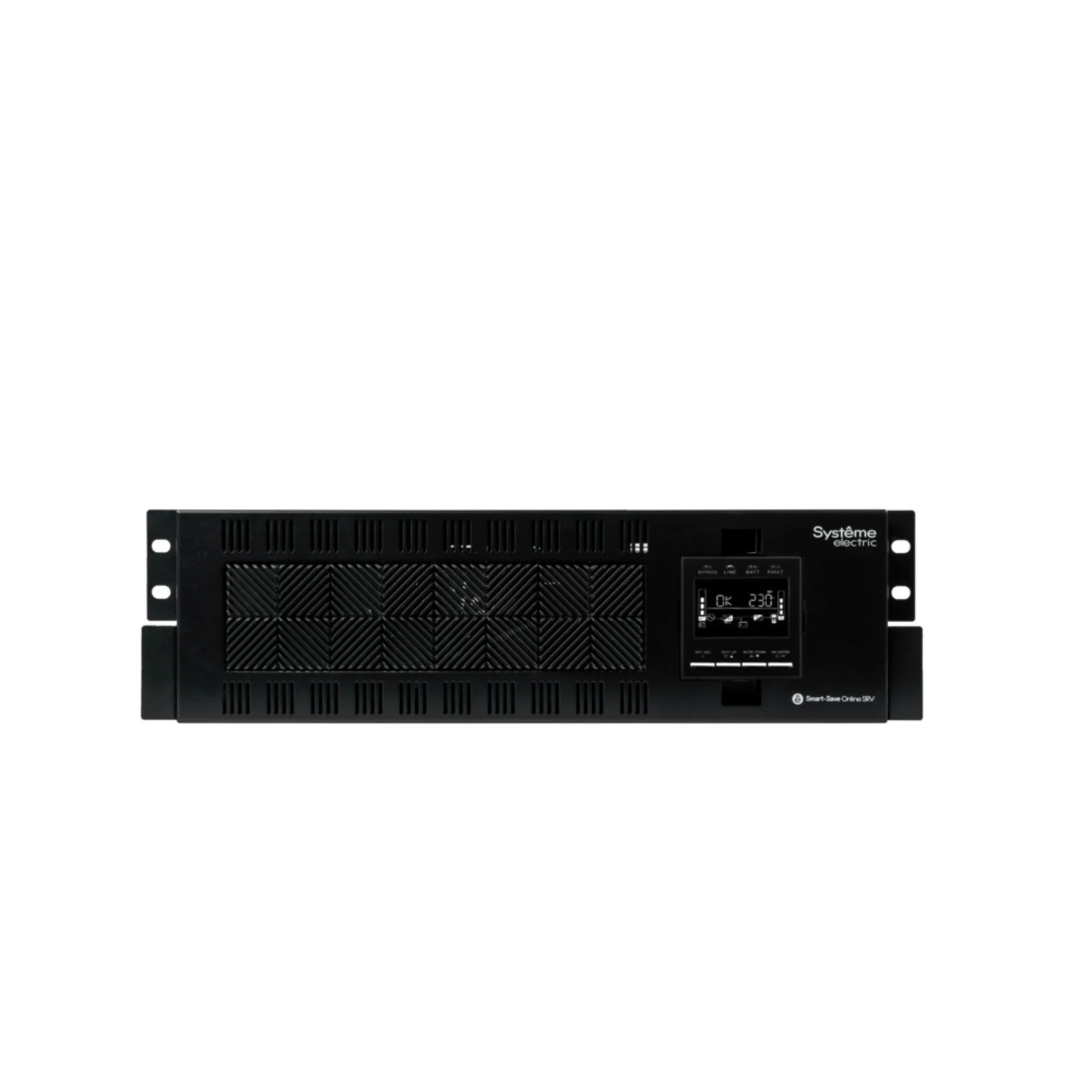 Smart-Save Online SRV Systeme Electric 10000 ВА, монтаж в стойку 5U, 230 В, 1:1, клеммный вход/выход, SmartSlot, LCD, USB, версия с возможностью увели