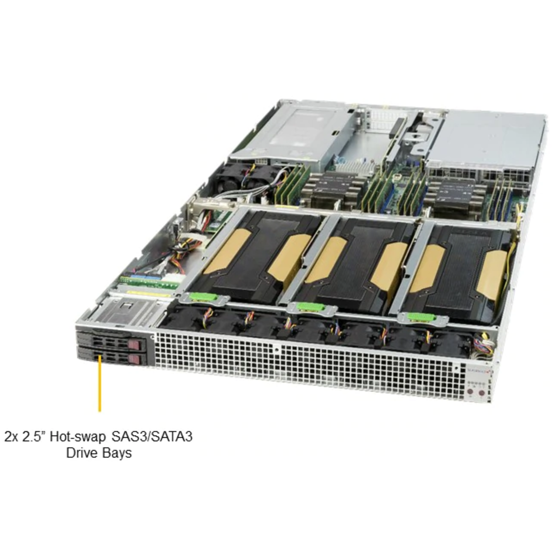 Платформа Supermicro 1U SYS-1029GQ-TRT, до двух процессоров Intel Scalable, DDR4, 4x2,5" HDD SATA, 2x10Gbase-T, до четырех графических ускорителей