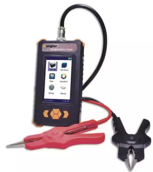 Тестер аккумуляторных батарей Kongter BT-301T с зажимами типа крокодил