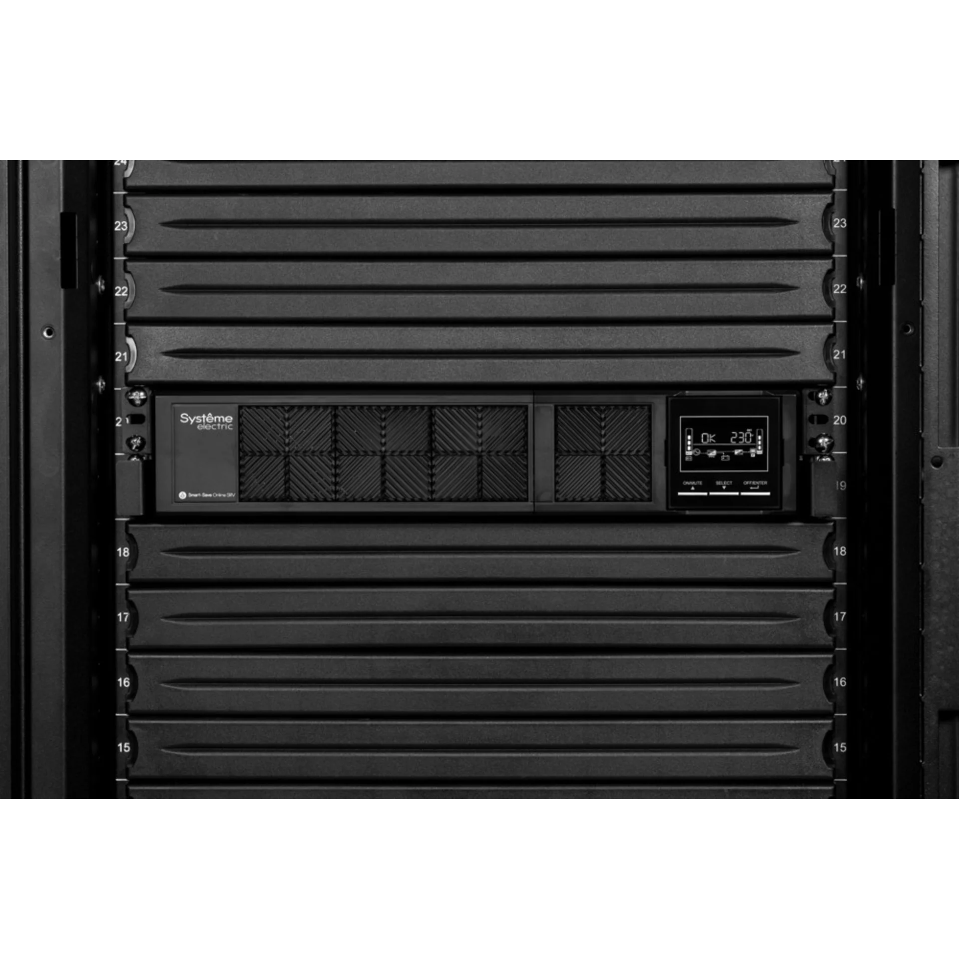 Источник бесперебойного питания Systeme Electric Smart-Save Online SRV 1000 ВА, конвертируемый форм-фактор 2U, 230 В, 6 розеток IEC C13, SmartSlot