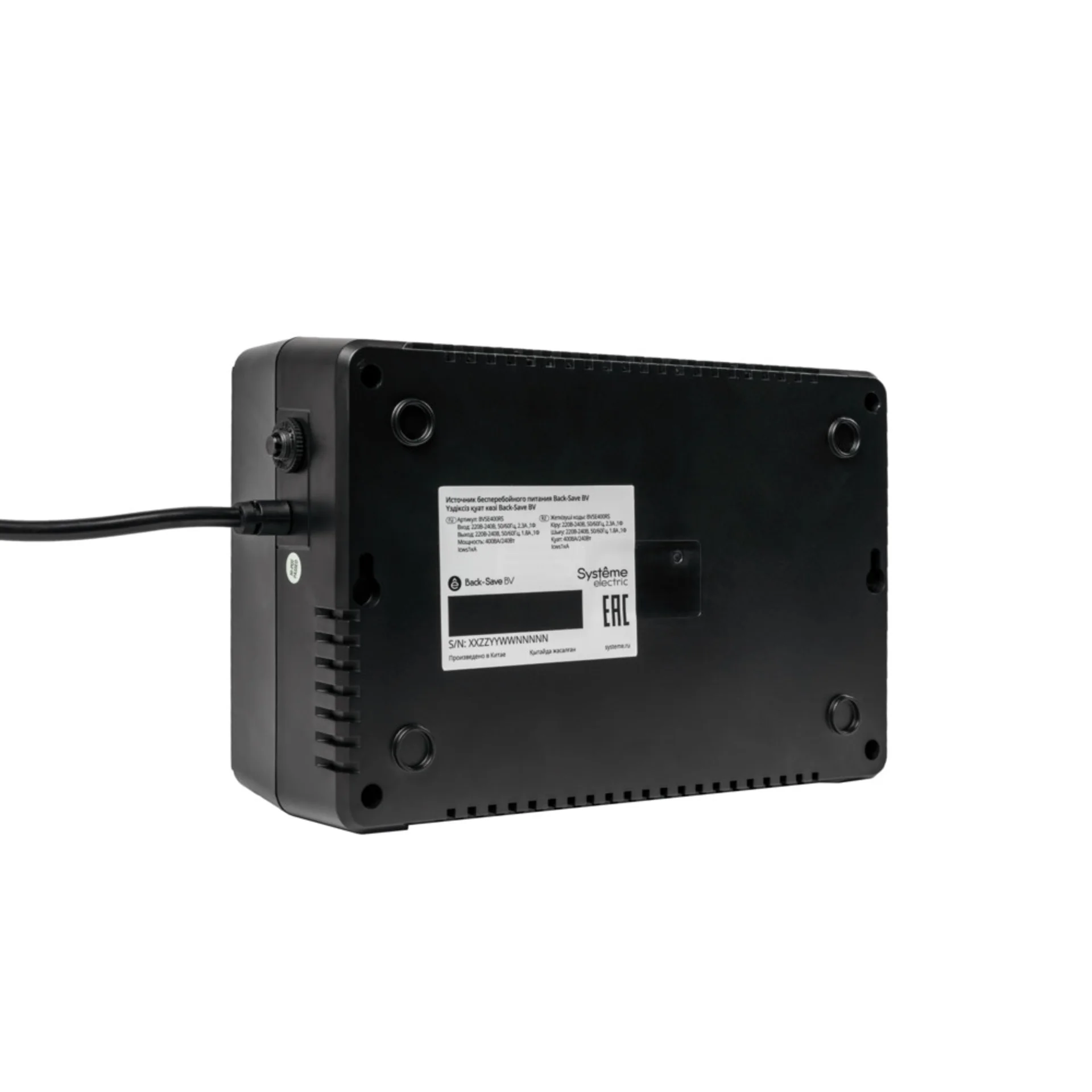 ИБП Back-Save BV Systeme Electric 400 ВА, автоматическая регулировка напряжения, 3 розетки Schuko, 230 В, 1 USB Type-A
