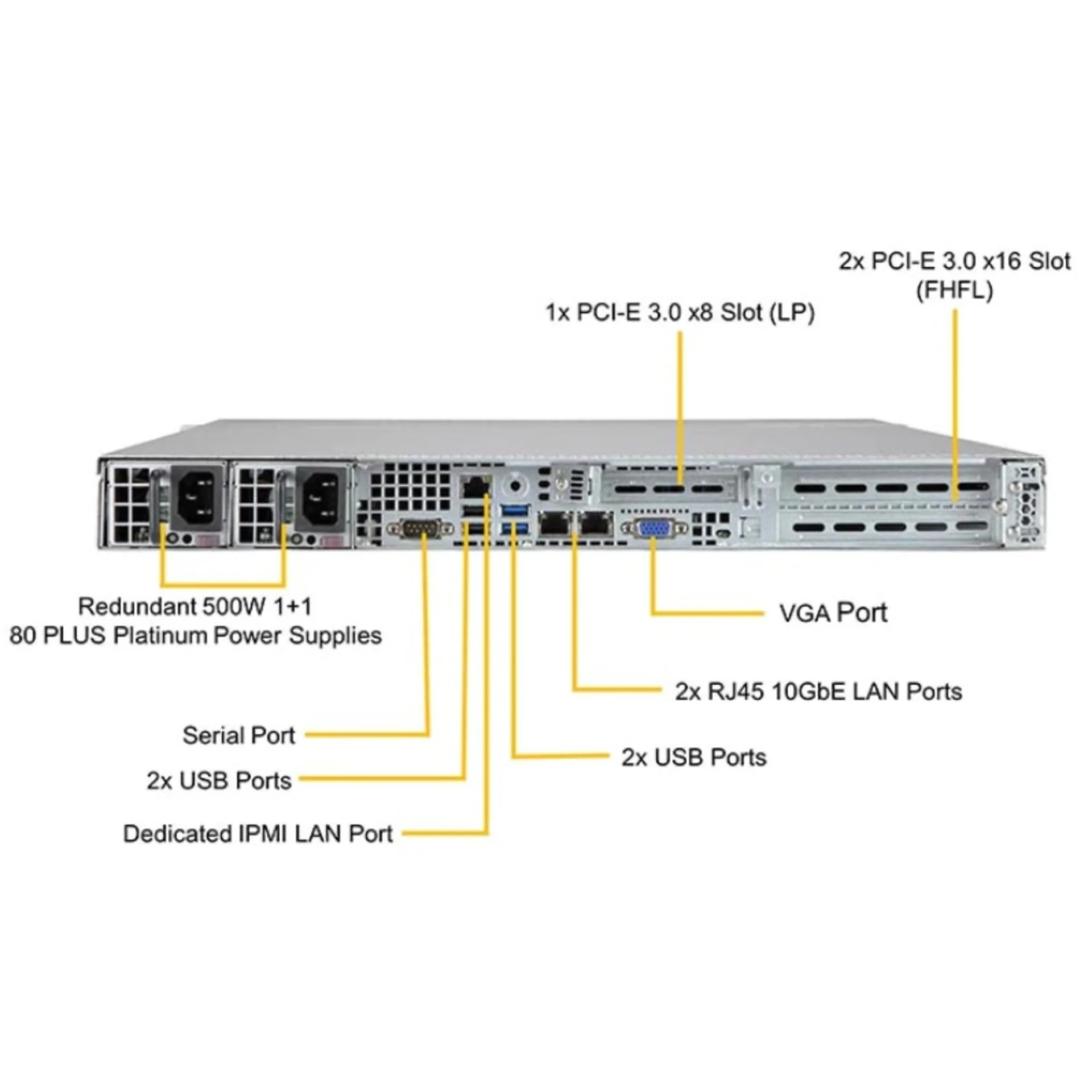Платформа Supermicro 1U SYS-5019P-WTR, один процессор Inte l Xeon Scalable, DDR4, 4x3,5" HDD SATA, 2x10Gb Base-T