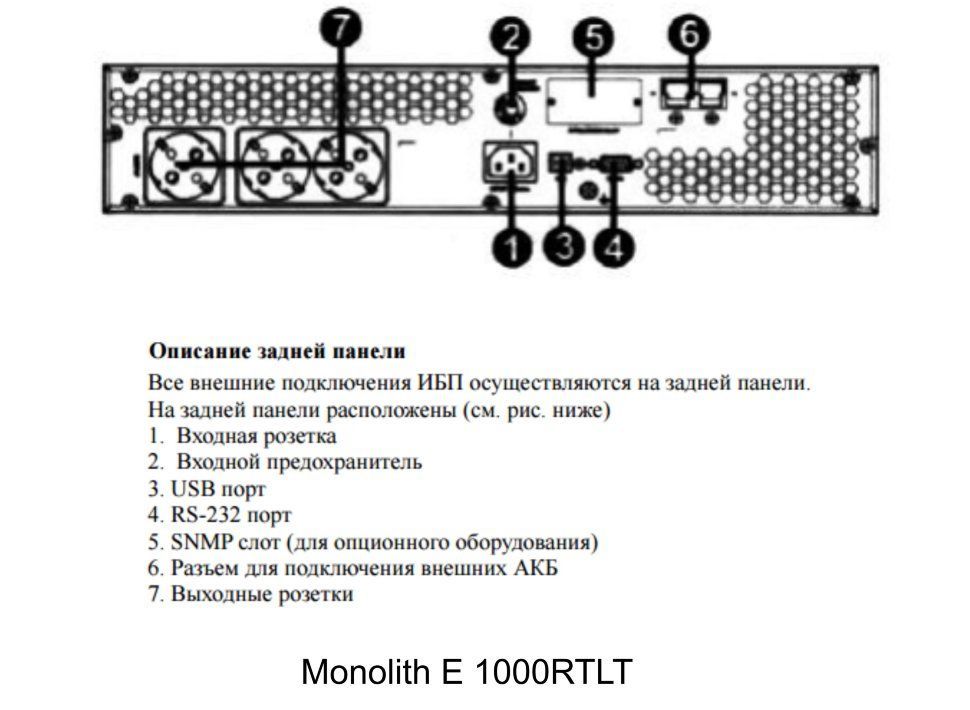 Источник бесперебойного питания Eltena Monolith  E 1000RТLT (2U, внешние АКБ 24В, ЗУ 1-6А)