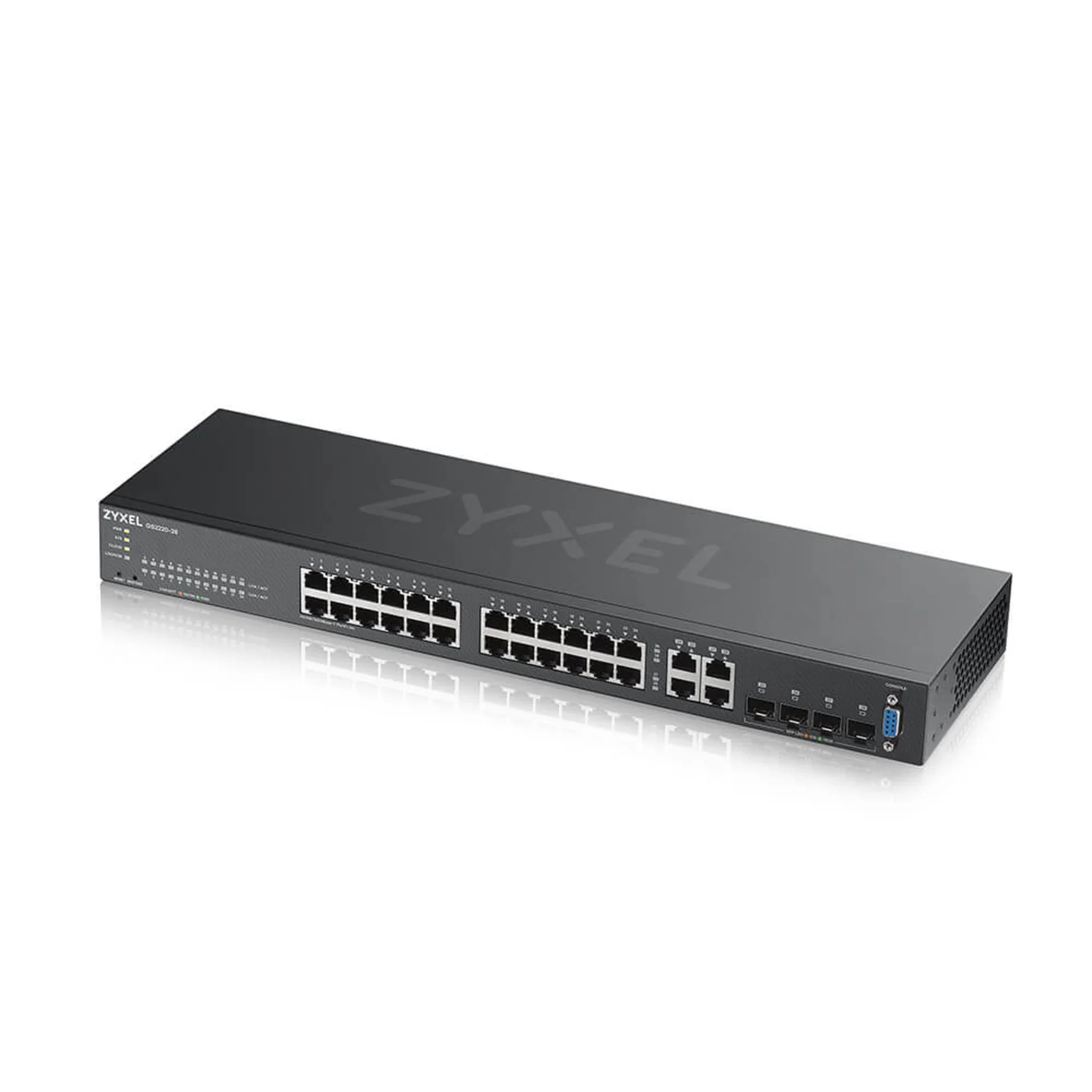 Коммутатор ZYXEL NebulaFlex Pro GS2220-28 Hybrid L2 Switch, rack 19 ", 24xGE, 4xCombo (SFP / RJ-45), silent, standalone / cloud management