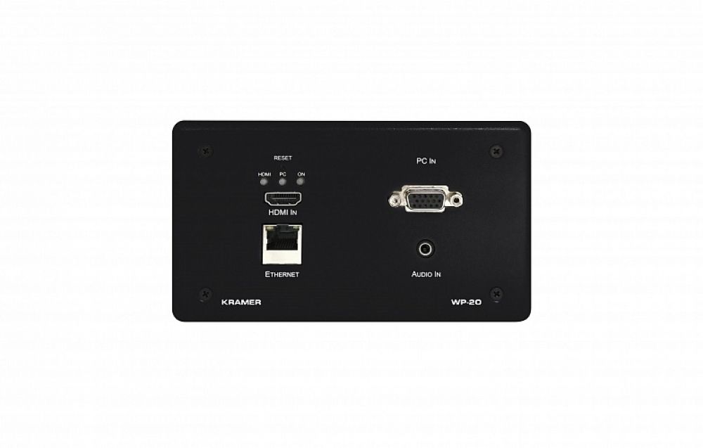 Передатчик VGA/HDMI, Ethernet, RS-232 и стерео аудио по витой паре HDBaseT; поддержка 4К60 4:2:0, цвет черный Kramer Electronics WP-20/EU(B)-80