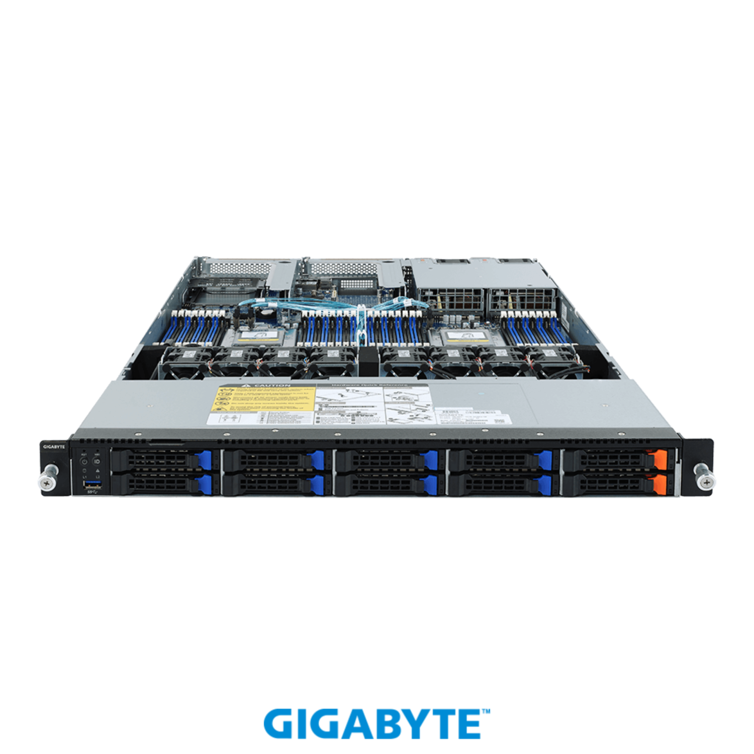 Платформа Gigabyte 1U R182-Z91, До двух процессоров AMD EPYC 7003, DDR4, 8x2.5" SATA/SAS, 2 x 2.5" NVMe, 2x1000Base-T
