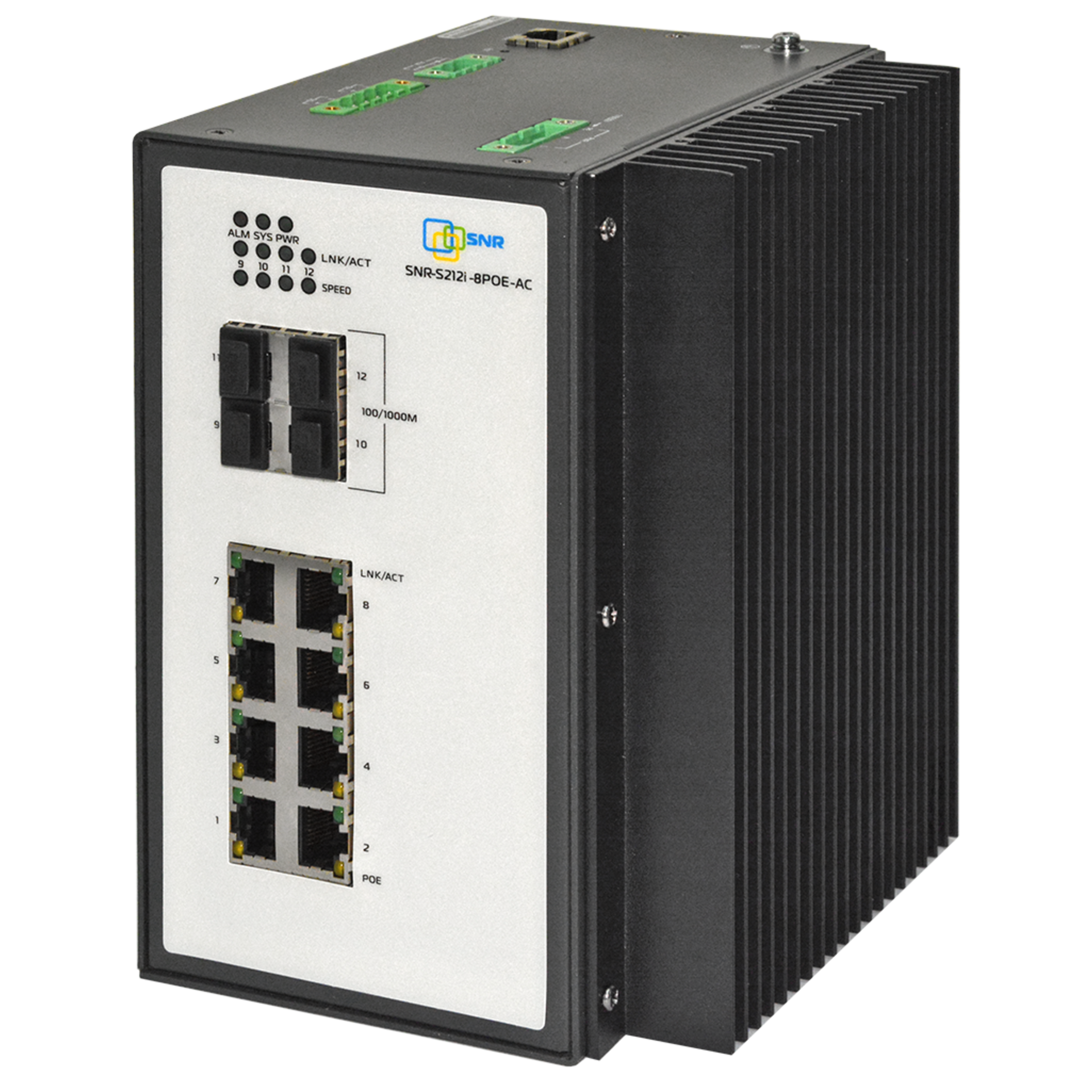 Управляемый промышленный POE коммутатор уровня 2 SNR-S212i-8POE-AC