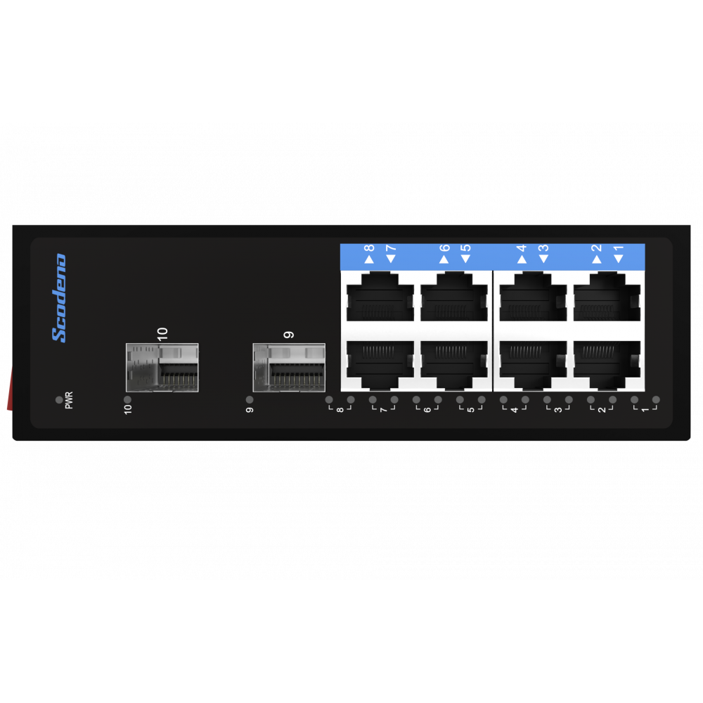 Промышленный PoE коммутатор Scodeno XPTN-9000-45-2GX8GP 2x1000 Base-X, 8x10/100/1000 Base-T