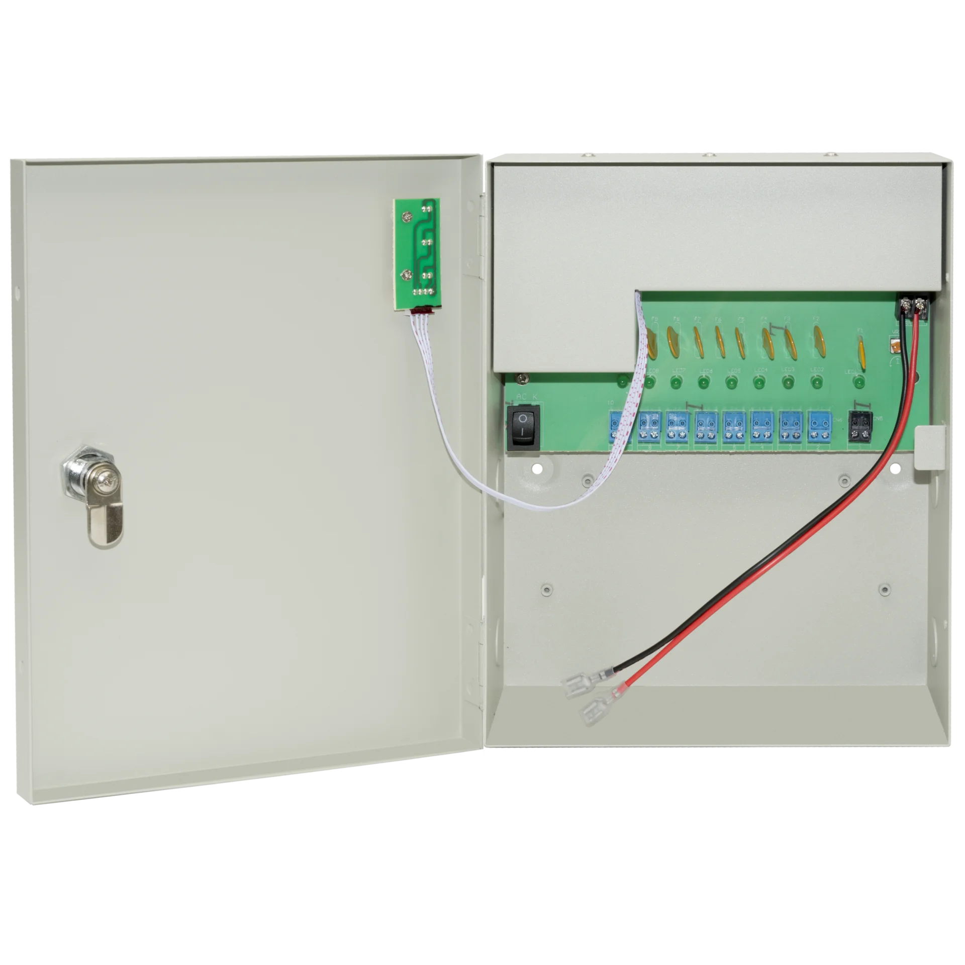 Многоканальный источник питания SNR-PS-C1210-D09U, 8x1.11А +1x5А, 12В  DC, 10A, АКБ 1х9Ач (без АКБ в комплекте)