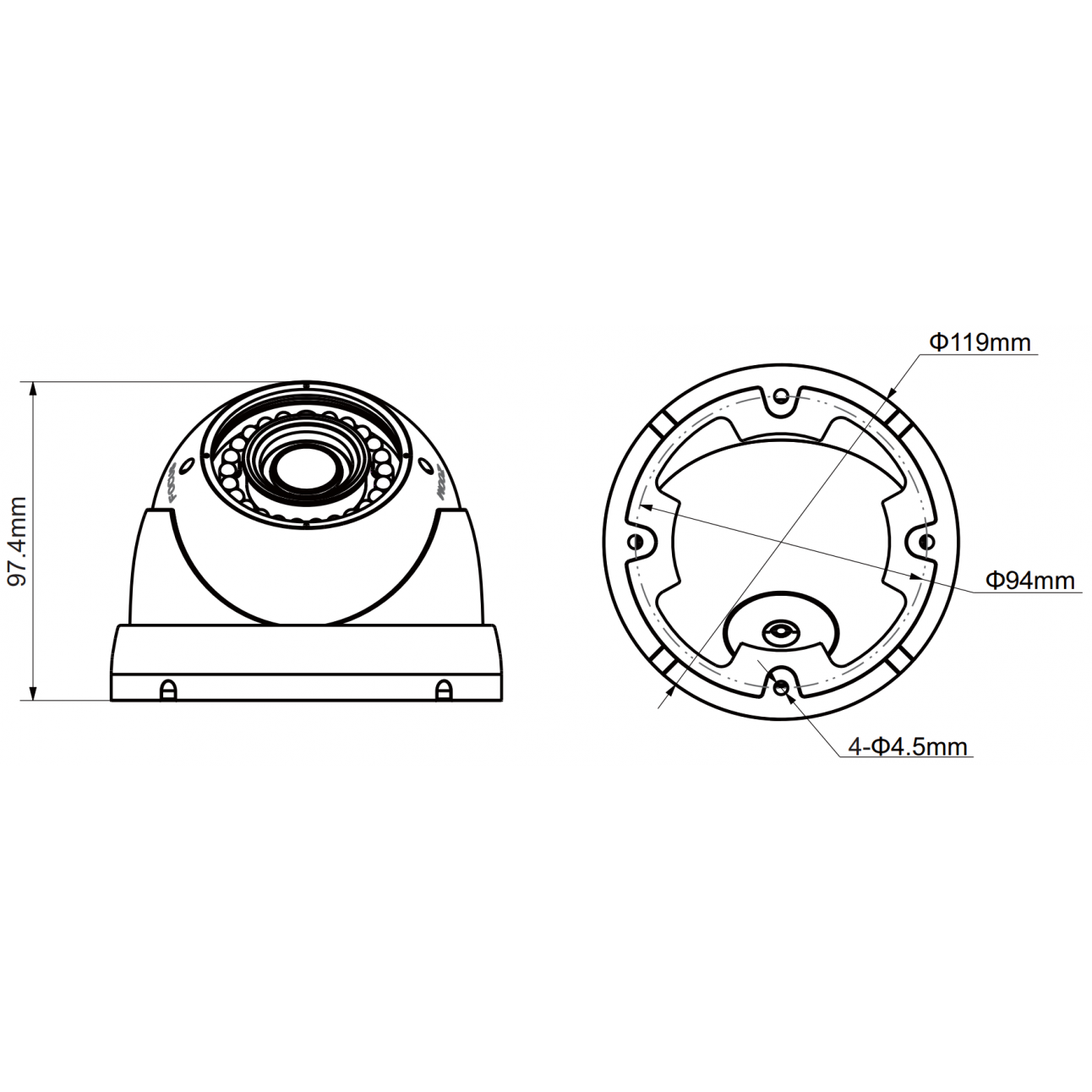 HDCVI купольная камера Dahua DH-HAC-HDW1100RP-VF-S3 1Мп, 720p, 2.7-12мм, ИК до 30м, 12В, IP67