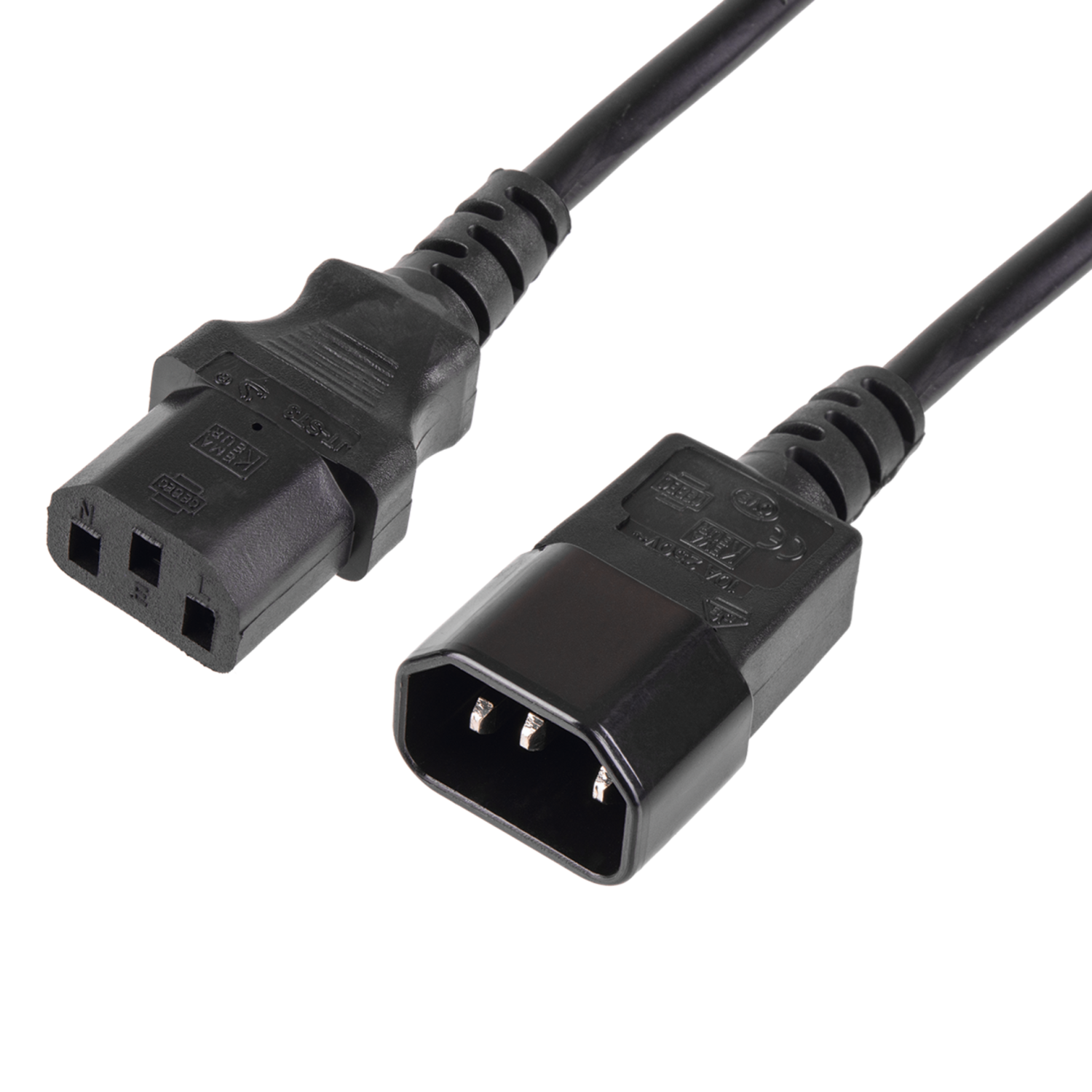 Кабель питания TLK, вход - разъём C14 (IEC 60320), выход - разъём C13 (IEC 60320), 3x1мм2, 1,8 м, 250В 10A, черный