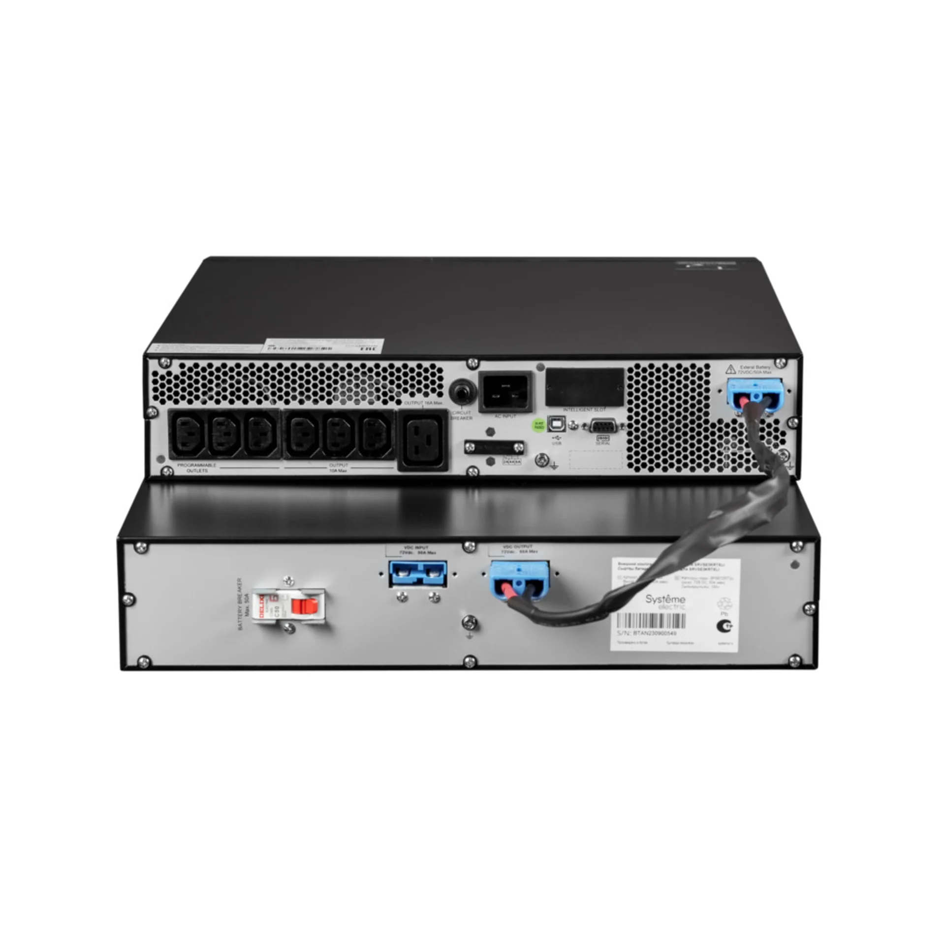 Источник бесперебойного питания Systeme Electric Smart-Save Online SRV 3000 ВА, конвертируемый форм-фактор 4U, 230 В, 6 розеток IEC C13 + 1хС19, S
