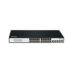 Управляемый PoE коммутатор уровня 2 BDCOM S2500-24P4S, 24x 10/100/1000Base-T PoE 802.3af/at до 370W, 4x 100/1000Base-X (SFP), 220V AC