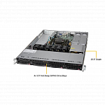 Платформа Supermicro 1U SYS-5019P-WTR, один процессор Inte l Xeon Scalable, DDR4, 4x3,5" HDD SATA, 2x10Gb Base-T