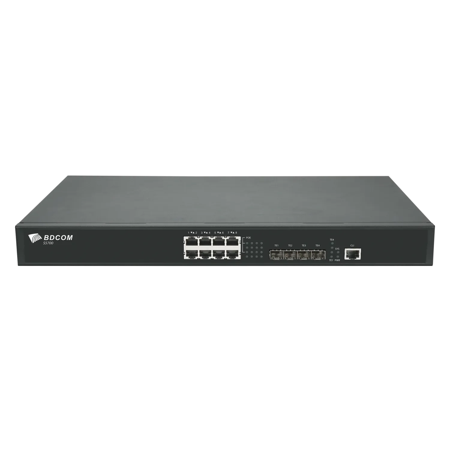 Управляемый коммутатор уровня 3 BDCOM S5700-8EP4X, 8x 2.5GBASE-Т PoE 802.3af/at/bt до 370W, 4x 1/10GE SFP+, ~220V AC