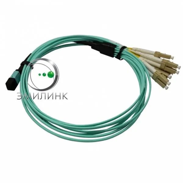 Волоконно-оптическая сборка fan-out NTSS PREMIUM 8pc, MTP (female)-LC/UPC, 50/125 OM4, внутренний, вывод 1м, буфер 2.0мм, 10 м, LSZH