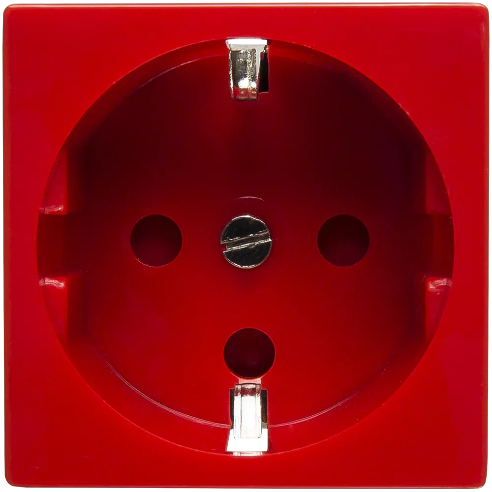 Розетка электрическая 2К+З, с защитными шторками(красный)