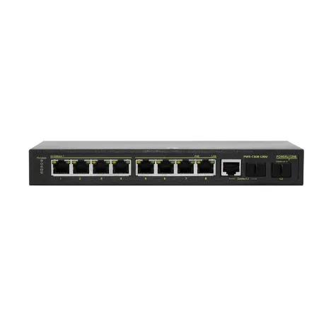 PoE коммутатор POWERTONE Web Smart PWS-CS08-120M,  8x10/100BASE-TX PoE 802.3af&at + 1xGb Combo + 1x1000BASE-X, внешний БП 125Вт (неполная комплектация)