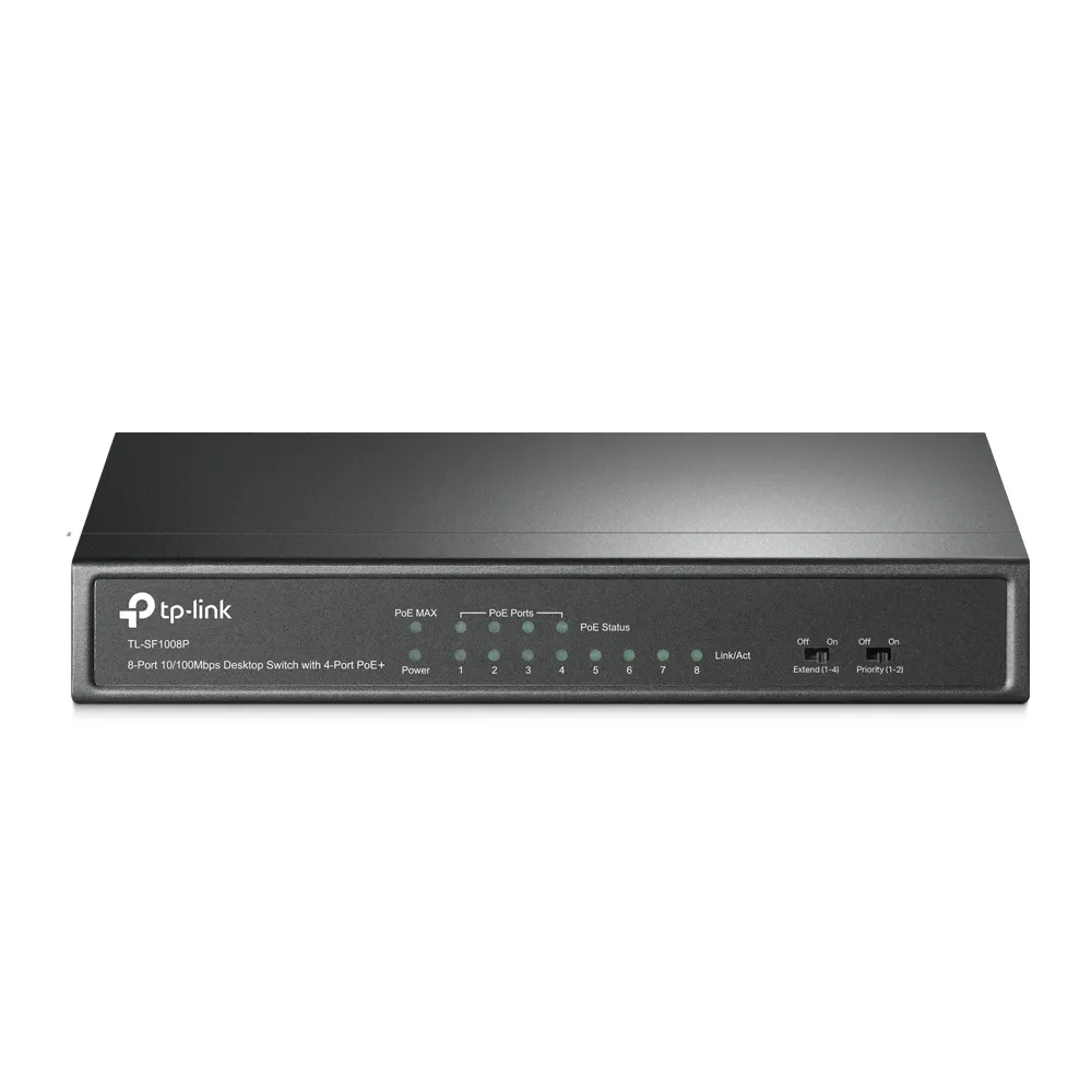 8-портовый настольный 10/100 Мбит/с коммутатор TP-Link TL-SF1008P с 4 портами PoE+