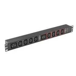 Блок розеток HIDEN EXPERT H1R-8B-16-I-Y однофазный горизонтальный, 19", 8 розеток C19