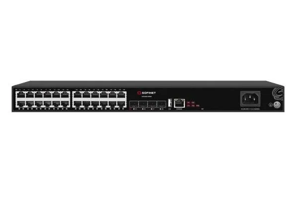 Коммутатор доступа SOFINET SFN2200-24P4X L2+, 24x10/100/1000Мб RJ45, 4x1/10Гб SFP+, PoE 380Вт