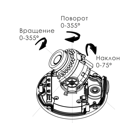 Проектная IP камера OMNY M14E 2812 купольная OMNY PRO серии Мира. 4Мп/25кс, H.265, управл. IR, моториз.объектив 2.8-12мм, PoE/12В, EasyMic