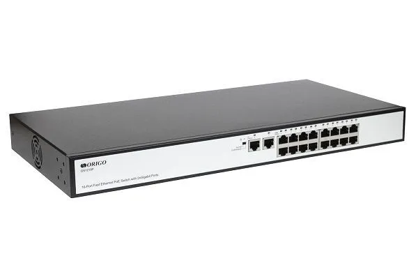 Origo OS1218P/190W неуправляемый PoE-коммутатор 16x100Base-TX PoE+, 2x1000Base-T, PoE-бюджет 190 Вт
