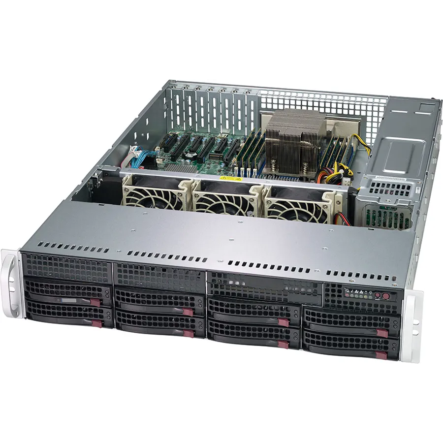 Платформа Supermicro 2U AS-2013S-C0R, До одного процессора AMD Epyc 7002, DDR4,  8x3.5" SAS/SATA HDD, 2x1GBase-T