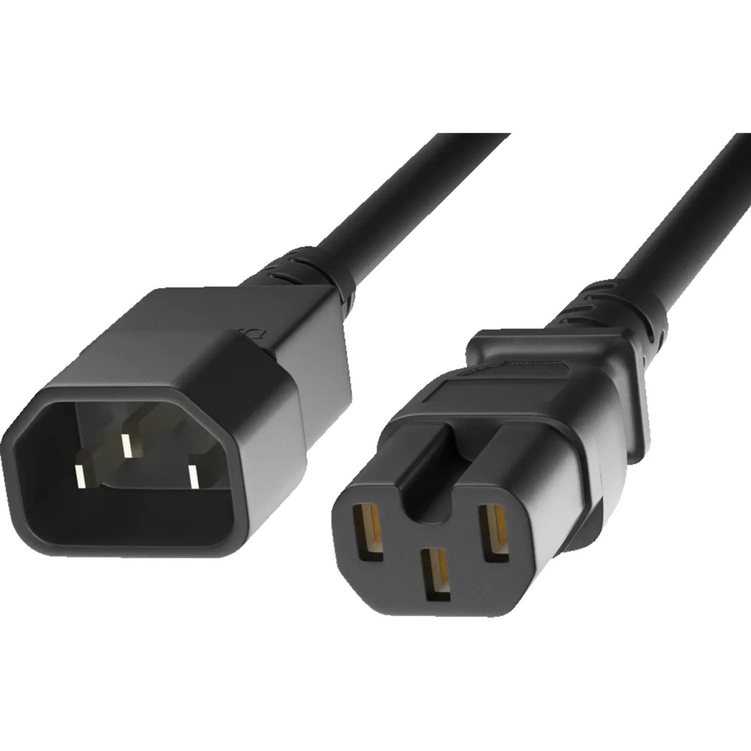 Шнур питания электрический силовой, серии TP-PC, IEC 60320 С14/IEC 60320 С15 прямой, 250B, 16A, 3х1.5 мм2, 1.5 м, черный