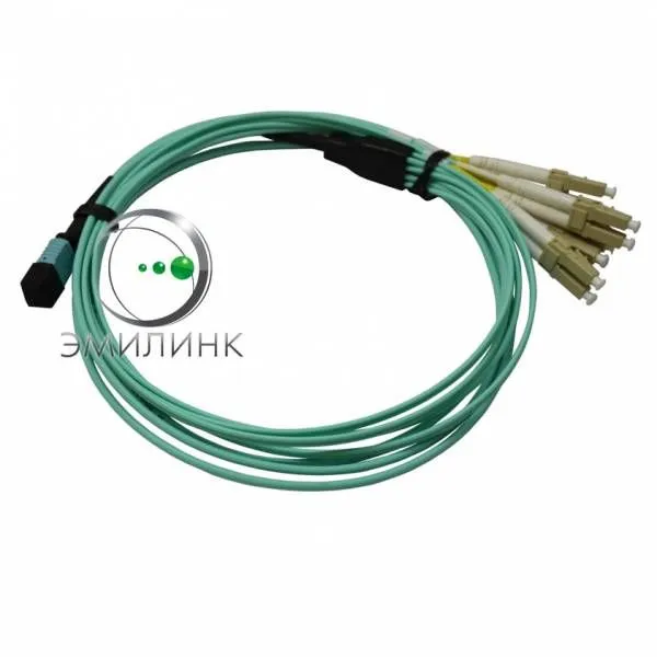 Волоконно-оптическая сборка fan-out NTSS PREMIUM 8pc, MTP (male)-LC/UPC, 50/125 OM3, внутренний, вывод 1м, буфер 2.0мм, 10 м, LSZH