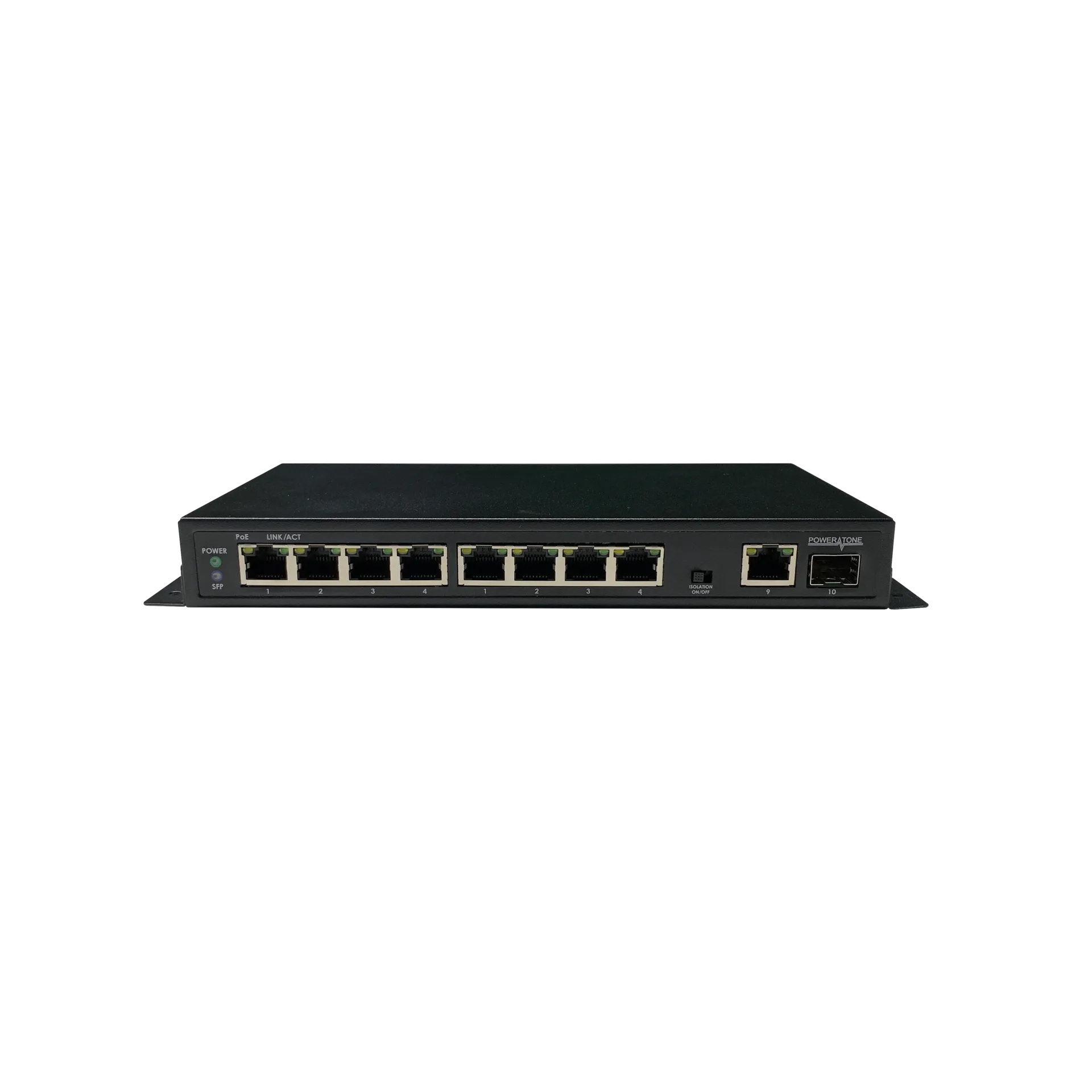Неуправляемый 8 портовый гигабитный PoE коммутатор POWERTONE PUS-TS08GL-115M с изоляцией портов