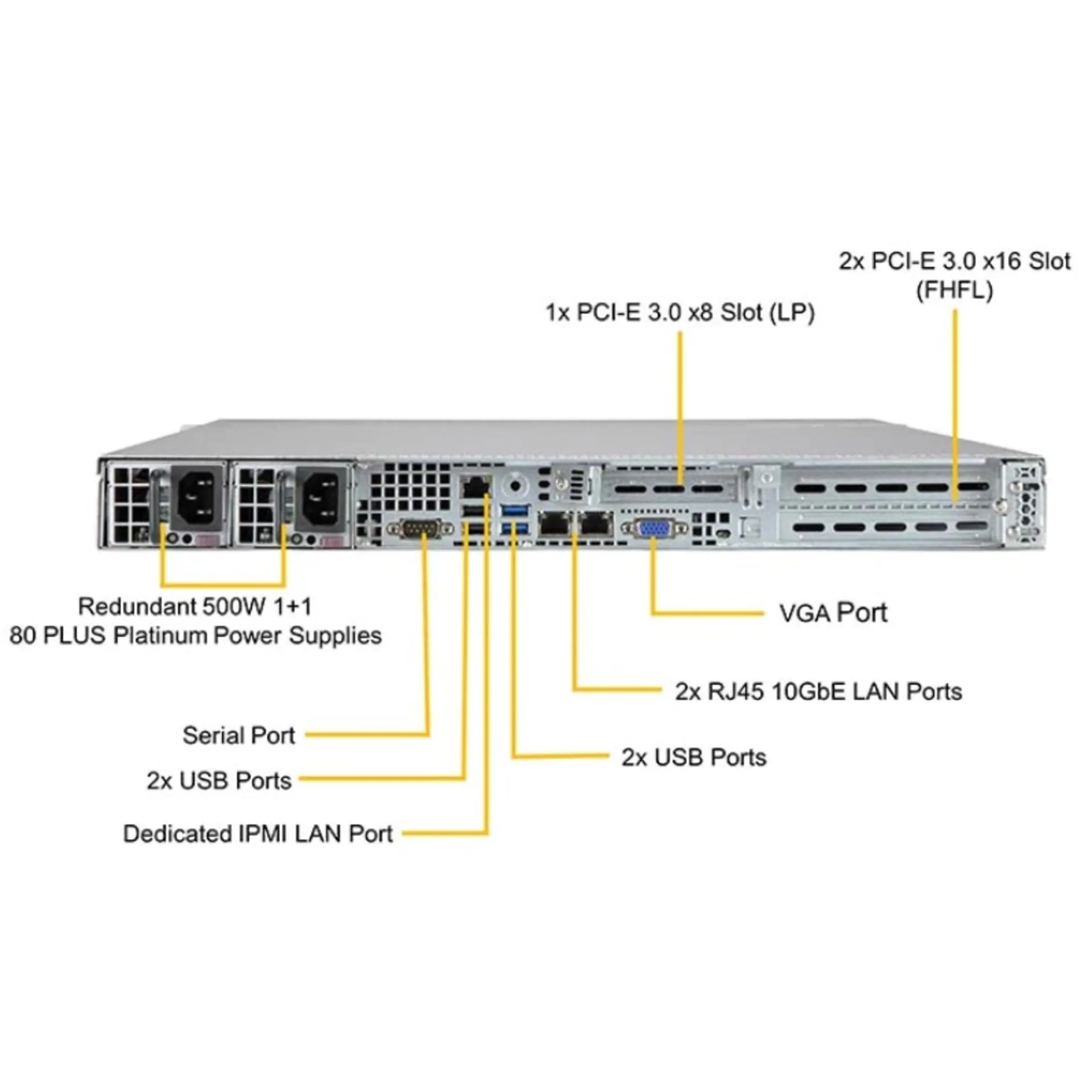 Платформа Supermicro 1U SYS-5019P-WTR, один процессор Inte l Xeon Scalable, DDR4, 4x3,5" HDD SATA, 2x10Gb Base-T