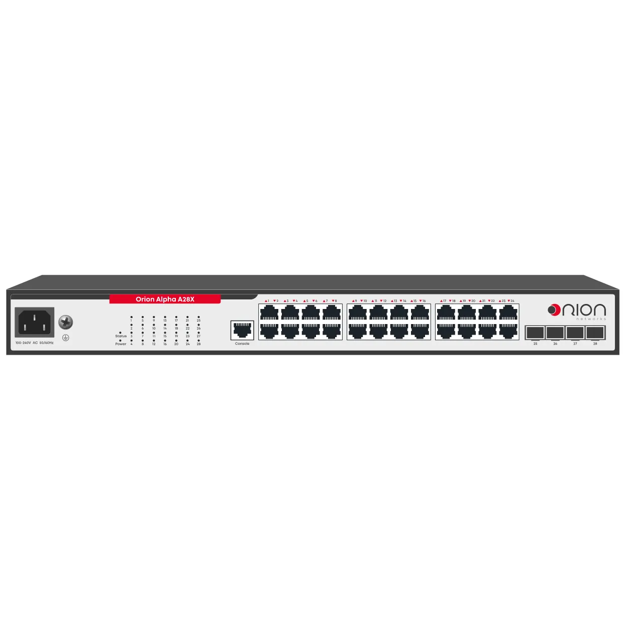 Управляемый коммутатор уровня 2 Orion Alpha A28X, 24x 10/100/1000Base-T, 4x 1/10GE SFP+, БП 100-220VAC