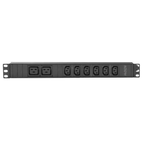 Блок розеток HIDEN EXPERT H1R-3S4A2B-16-20S однофазный горизонтальный, 19", 3 розетки Schuko, 4 розетки C13