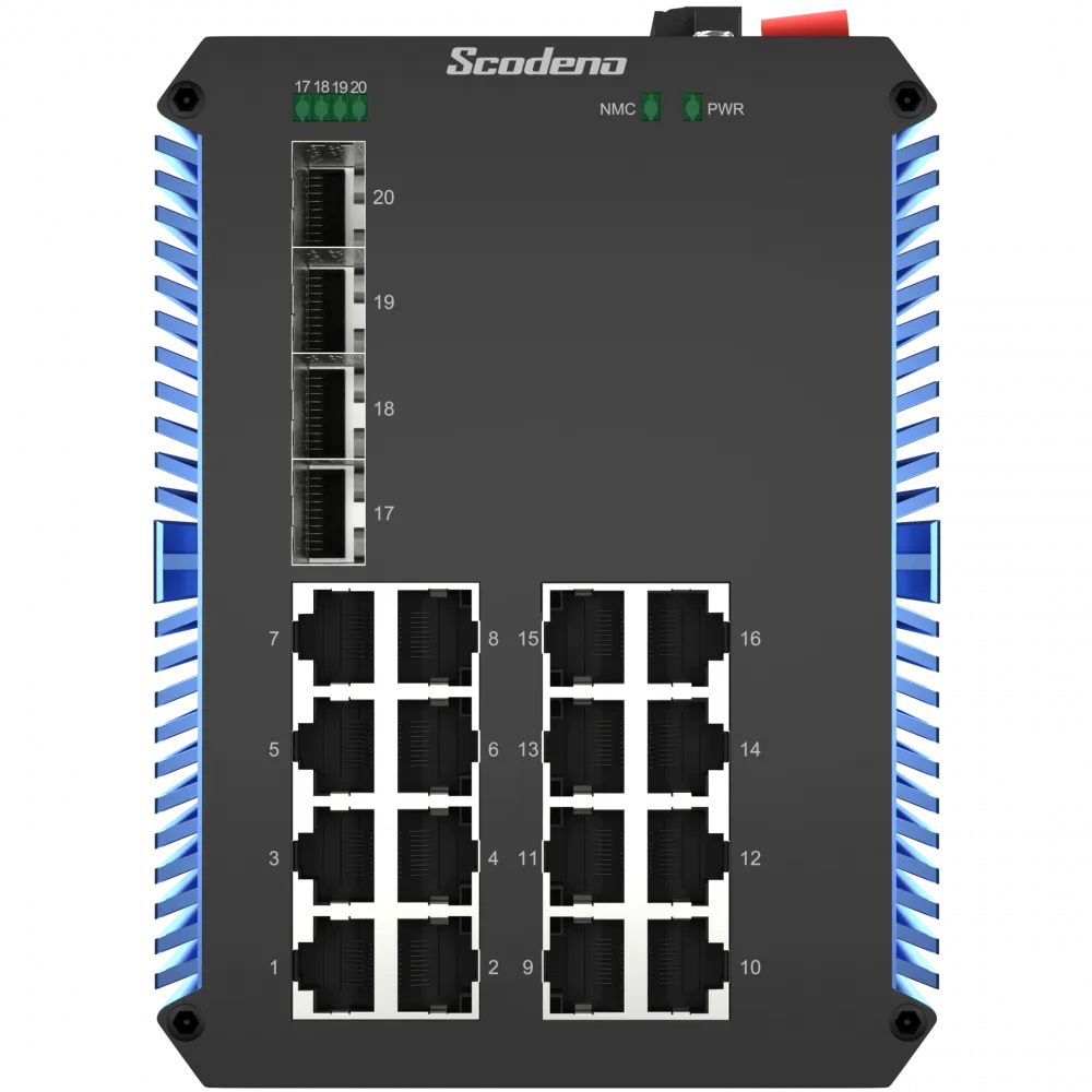 Промышленный PoE коммутатор Scodeno XPTN-9000-85-4XG16GP-VX 4x10G Base-X, 16x10/100/1000 Base-T