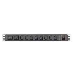 Блок розеток HIDEN EXPERT H1R-8A2B-16-Y однофазный горизонтальный, 19", 8 розеток C13