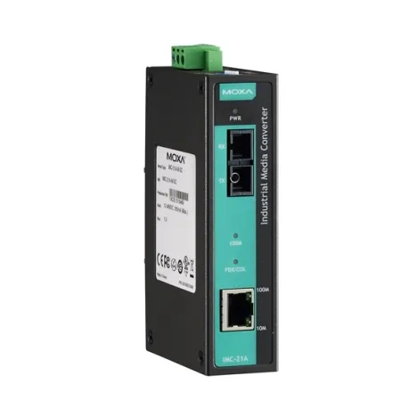 Медиаконвертер Ethernet 10/100BaseTX в 100BaseFX (одномодовое оптоволокно) в металлическом корпусе, с расширенным диапазоном температур MOXA