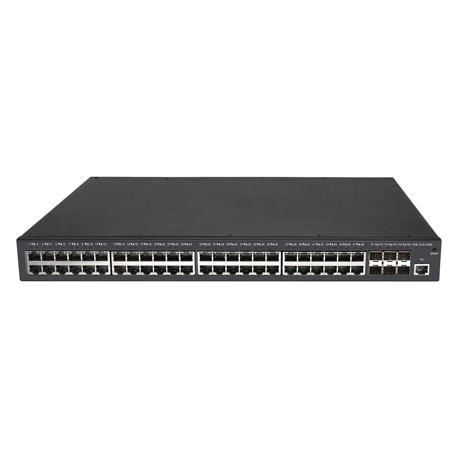 Управляемый PoE коммутатор уровня 3 BDCOM S2900-48P6X-760, 48x 10/100/1000Base-T PoE 802.3af/at до 760W, 6x 1/10GE SFP+, ~220V AC