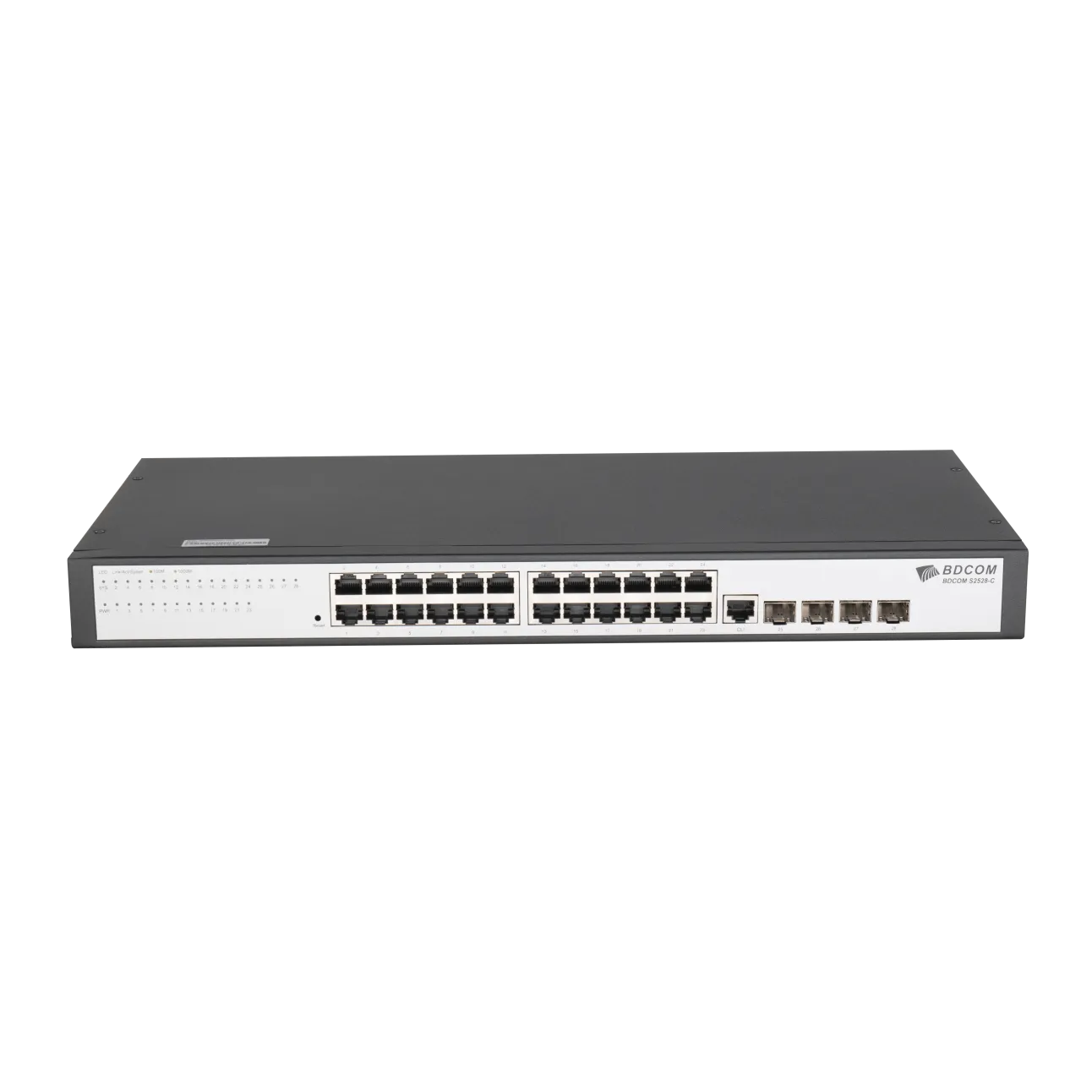 Управляемый коммутатор уровня 2 BDCOM S2528-C, 24x 10/100/1000Base-T, 4x combo 1G SFP/RJ45, 220VAC