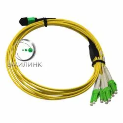 Волоконно-оптическая сборка fan-out NTSS PREMIUM 8pc, MTP (male)-LC/APC, 9/125 OS2, внутренний, вывод 1м, буфер 2.0мм, 10 м, LSZH