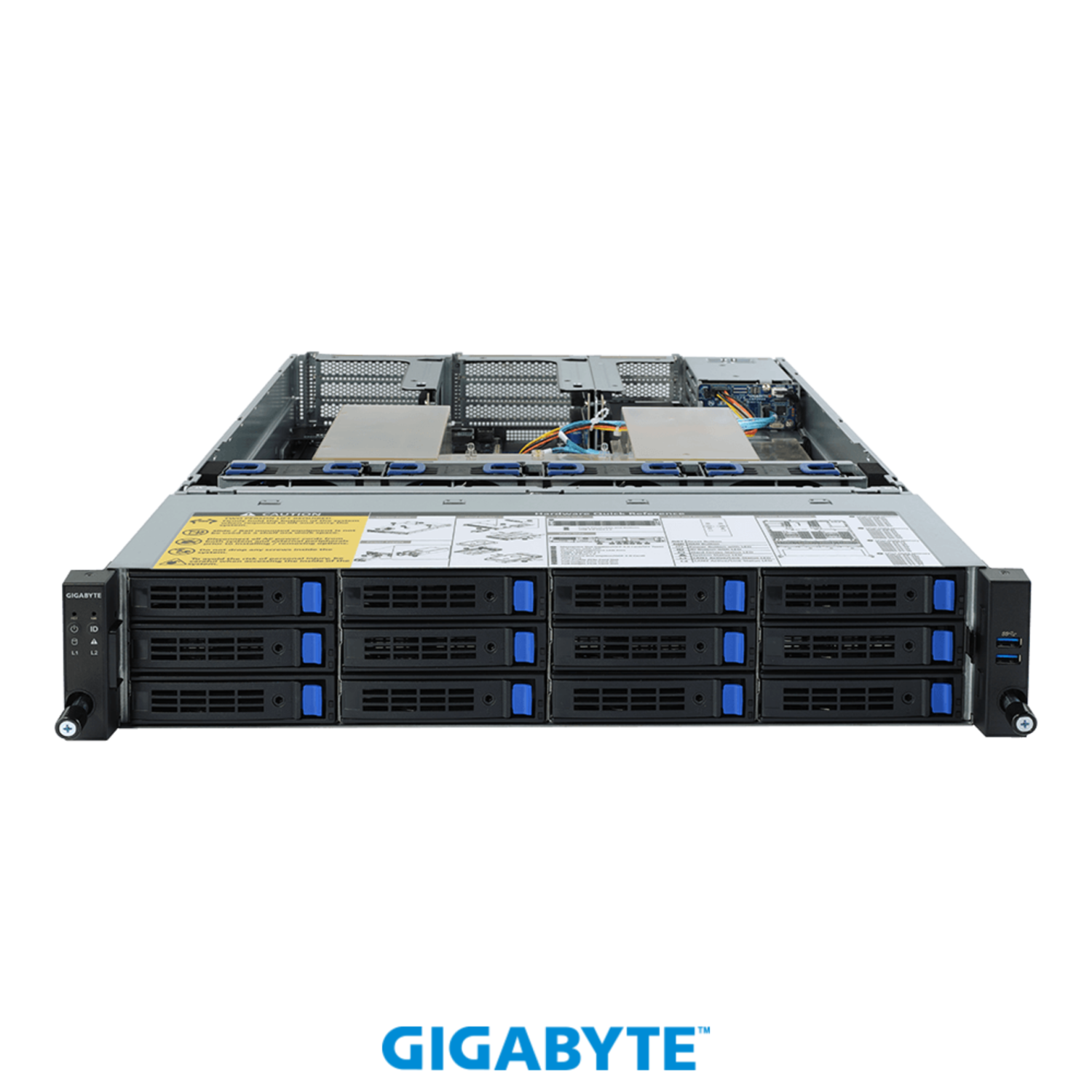 Платформа Gigabyte 2U R282-Z90, До двух процессоров AMD EPYC 7003, DDR4, 8x3,5"/2,5" SATA/SAS, 4x3.5"/2,5 SATA, 2x1000Base-T