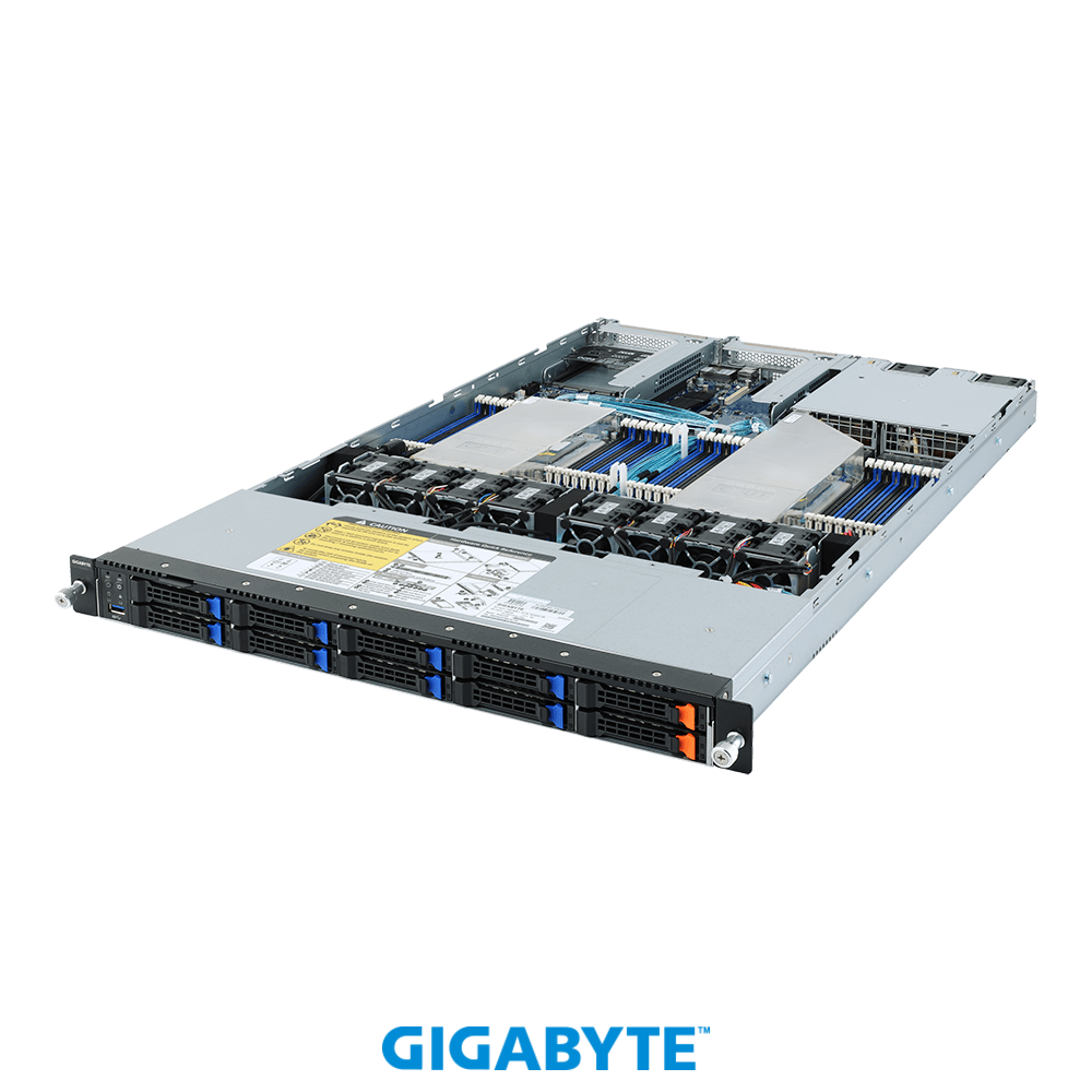Платформа Gigabyte 1U R182-Z91, До двух процессоров AMD EPYC 7003, DDR4, 8x2.5" SATA/SAS, 2 x 2.5" NVMe, 2x1000Base-T